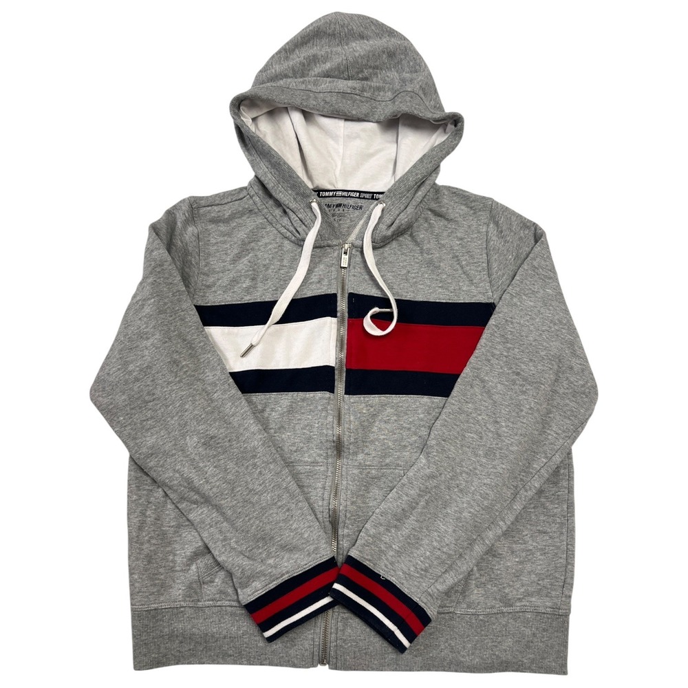 Tommy Hilfiger Sport Women's Size Small Colorblock Full Zip Fleece Hoodie Gray